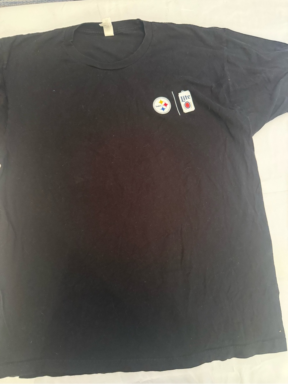 Tultex Black Short Sleeve Crewneck T-Shirt w Steelers/miller lite logos